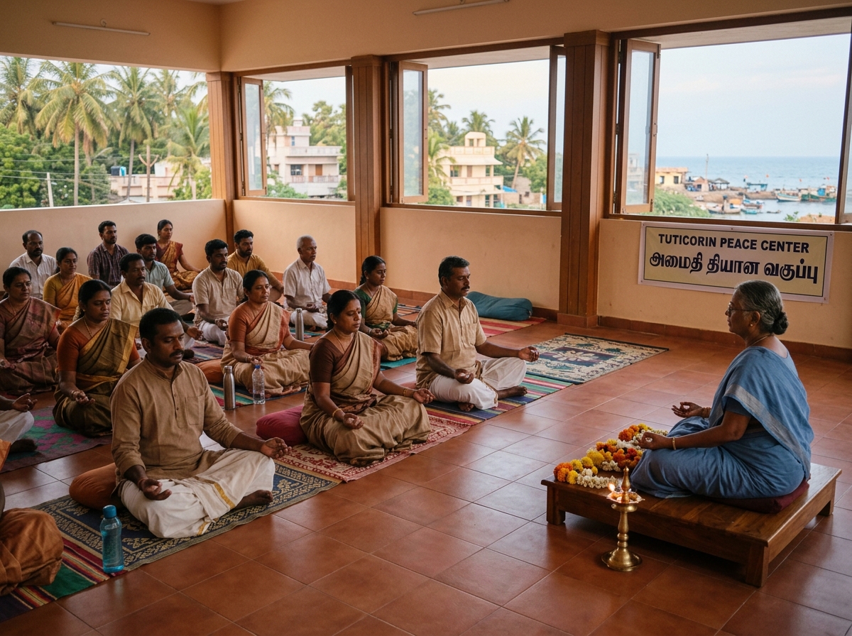 Mindfulness meditation session at Jeya Academy in Tuticorin